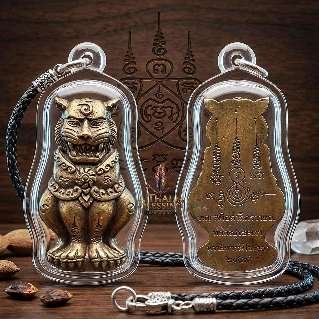 Phaya Suea Chak Narai Thai Amulet Protection talisman good luck charm spiritual jewelry Sacred Divine Tiger Guardian Vishnu Discus & 7-Metals Sacred Alloy Thai Blessing Co By RURUECHA
