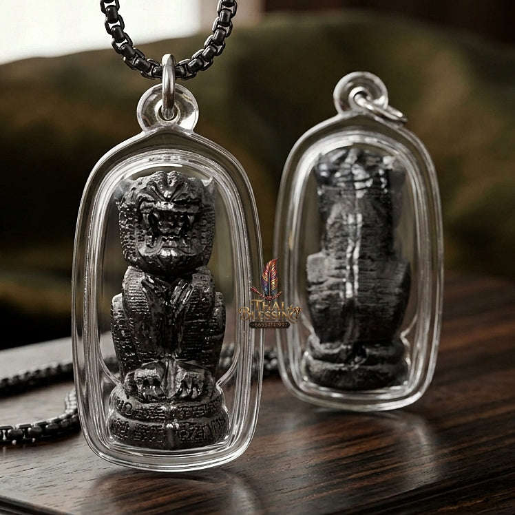 Phaya Suea Dam Thai Amulet Protection talisman good luck charm spiritual jewelry Sacred Black Tiger Sovereign Power Maha Amnat Sacred Phaya Ngiu Dam Wood Thai Blessing Co By RURUECHA