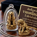 Phaya Suea Khiao Dap Thai Amulet Protection talisman good luck charm spiritual jewelry Sacred Saber-Toothed Tiger Sovereign Power Maha Amnat Satin Bronze Alloy Thai Blessing Co By RURUECHA
