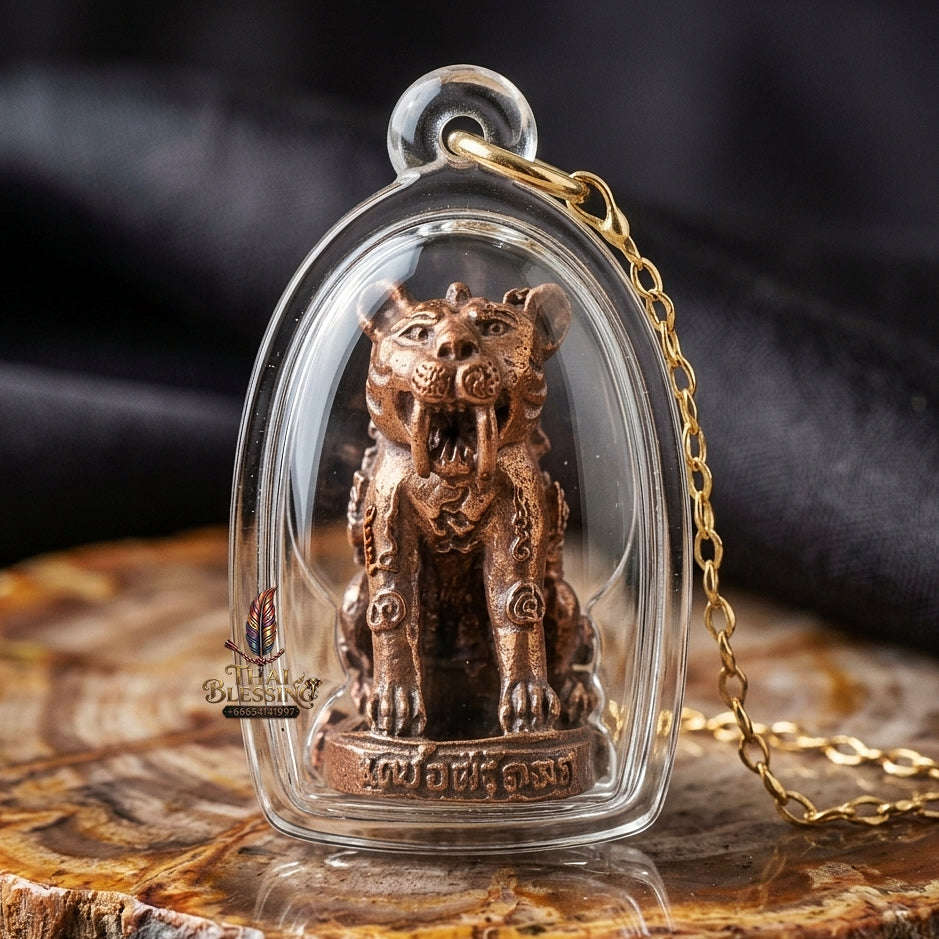 Phaya Suea Khiao Dap Thai Amulet Protection talisman good luck charm spiritual jewelry Sacred Saber-Toothed Tiger Sovereign Power Maha Amnat