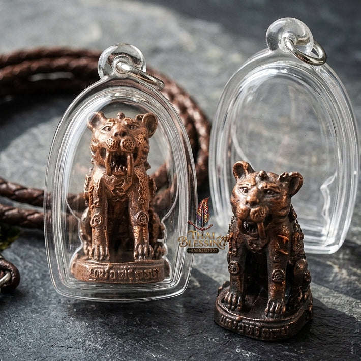 Phaya Suea Khiao Dap Thai Amulet Protection talisman good luck charm spiritual jewelry Sacred Saber-Toothed Tiger Sovereign Power Maha Amnat