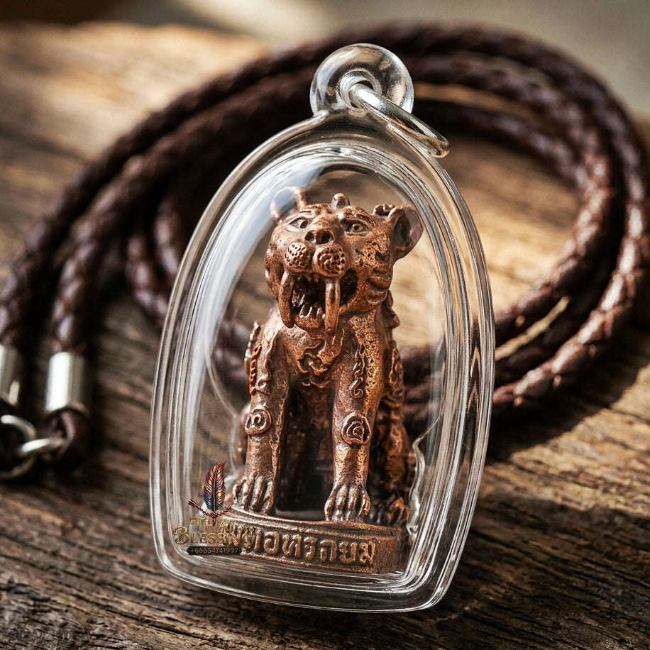 Phaya Suea Khiao Dap Thai Amulet Protection talisman good luck charm spiritual jewelry Sacred Saber-Toothed Tiger Sovereign Power Maha Amnat