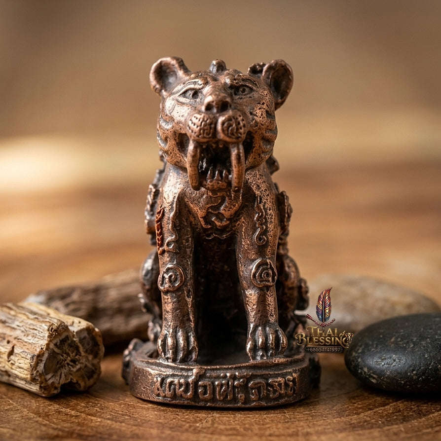 Phaya Suea Khiao Dap Thai Amulet Protection talisman good luck charm spiritual jewelry Sacred Saber-Toothed Tiger Sovereign Power Maha Amnat