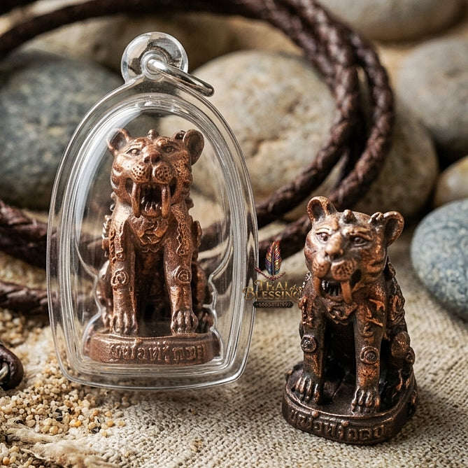 Phaya Suea Khiao Dap Thai Amulet Protection talisman good luck charm spiritual jewelry Sacred Saber-Toothed Tiger Sovereign Power Maha Amnat