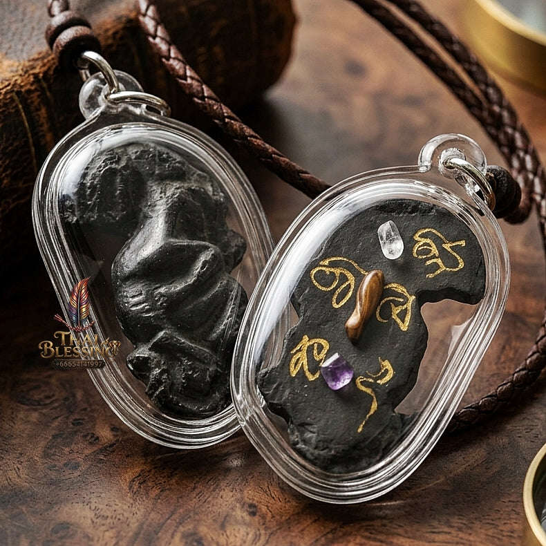 Phaya Suea Liao Lang Thai Amulet Protection talisman good luck charm spiritual jewelry Sacred Tiger Looking Back Sovereign Power Consecrated Tiger Eye Gemstone 108 Sacred Herbs Thai Blessing Co By RURUECHA