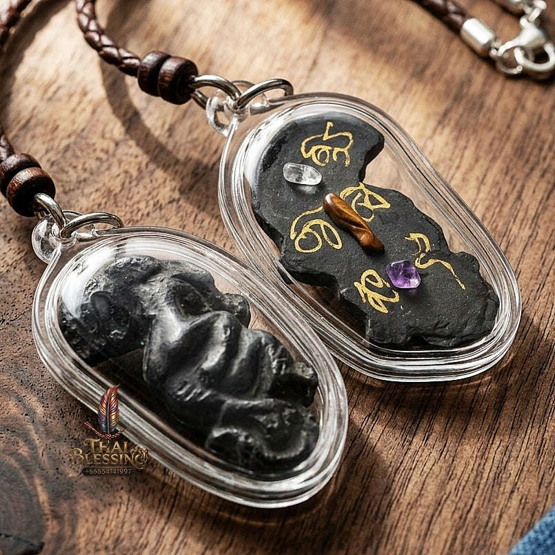 Phaya Suea Liao Lang Thai Amulet Protection talisman good luck charm spiritual jewelry Sacred Tiger Looking Back Sovereign Power Consecrated Tiger Eye Gemstone 108 Sacred Herbs Thai Blessing Co By RURUECHA