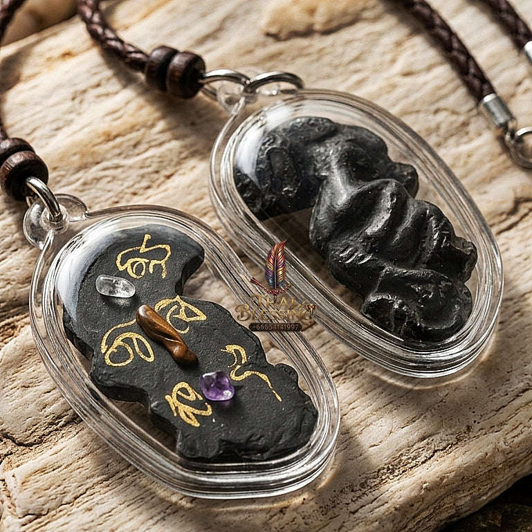 Phaya Suea Liao Lang Thai Amulet Protection talisman good luck charm spiritual jewelry Sacred Tiger Looking Back Sovereign Power Consecrated Tiger Eye Gemstone 108 Sacred Herbs Thai Blessing Co By RURUECHA