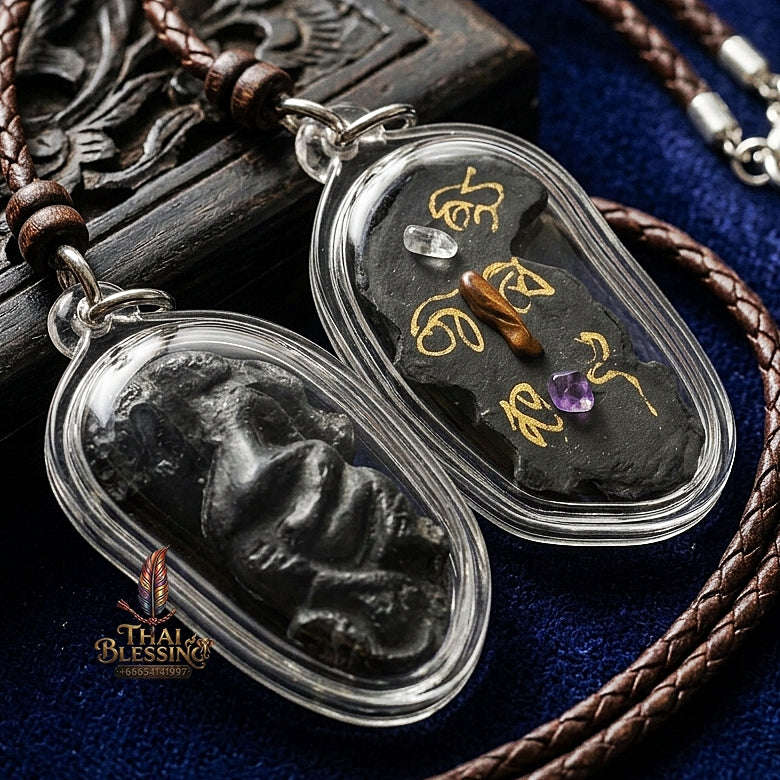 Phaya Suea Liao Lang Thai Amulet Protection talisman good luck charm spiritual jewelry Sacred Tiger Looking Back Sovereign Power Consecrated Tiger Eye Gemstone 108 Sacred Herbs Thai Blessing Co By RURUECHA