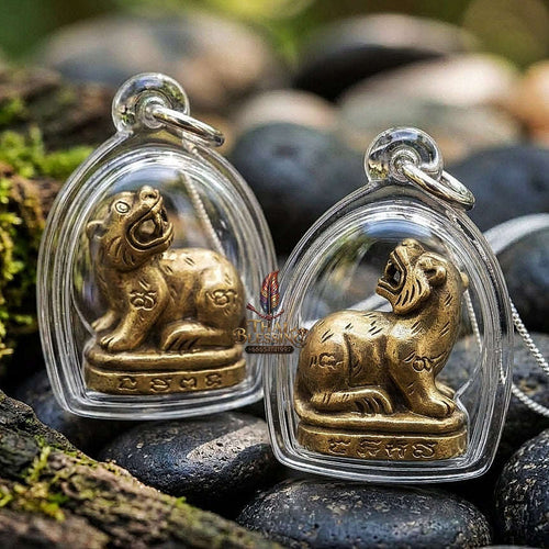 Phaya Suea Liao Thai Amulet Protection talisman good luck charm spiritual jewelry Sacred Tiger Looking Back Sovereign Power Maha Amnat Nawa Loha Sacred 9 Metal Alloy Thai Blessing Co By RURUECHA