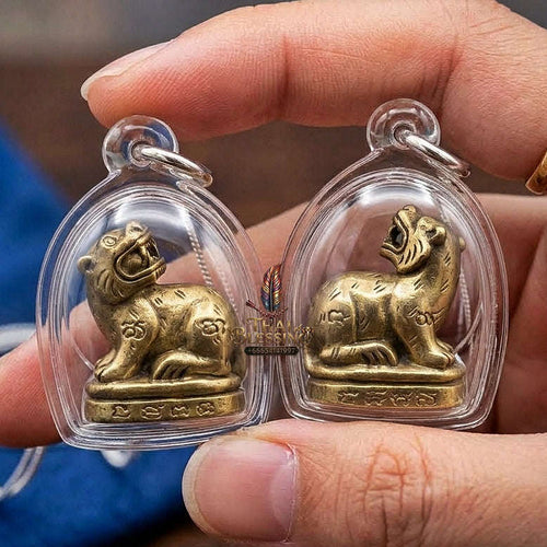 Phaya Suea Liao Thai Amulet Protection talisman good luck charm spiritual jewelry Sacred Tiger Looking Back Sovereign Power Maha Amnat Nawa Loha Sacred 9 Metal Alloy Thai Blessing Co By RURUECHA