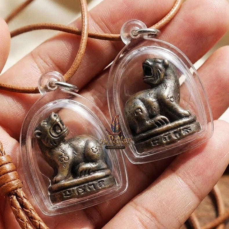 Phaya Suea Liao Tiger Pendant Thai Amulet Protection talisman good luck charm spiritual jewelry Sovereign Looking-Back Tiger Authority & Blackened Copper Metallurgy Thai Blessing Co By RURUECHA