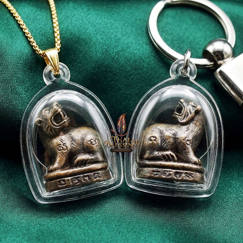 Phaya Suea Liao Tiger Pendant Thai Amulet Protection talisman good luck charm spiritual jewelry Sovereign Looking-Back Tiger Authority & Blackened Copper Metallurgy Thai Blessing Co By RURUECHA