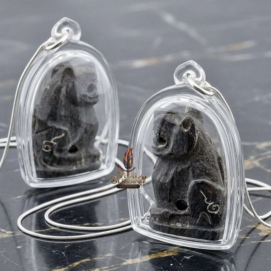 Phaya Suea Thai Amulet Protection talisman good luck charm spiritual jewelry Sacred Tiger King Sovereign Power Maha Amnat Carved Buffalo Horn Thai Blessing Co By RURUECHA