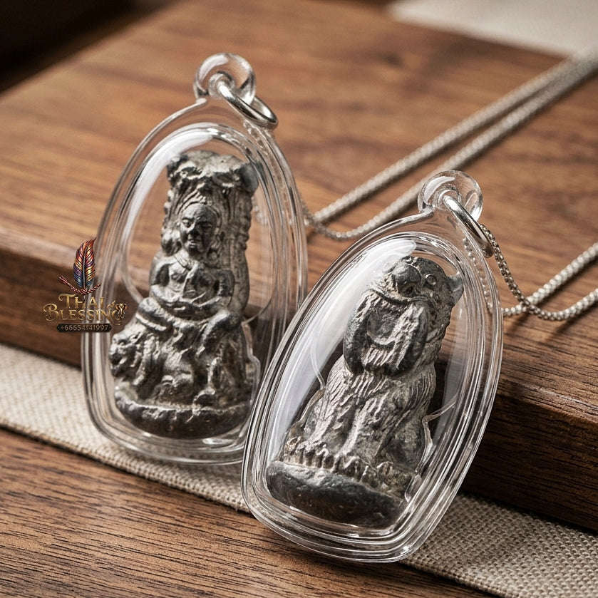 Phaya Suea Thai Amulet Protection talisman good luck charm spiritual jewelry Sacred Tiger Sovereign Power Maha Amnat Chin Tagua Lead Alloy Thai Blessing Co By RURUECHA