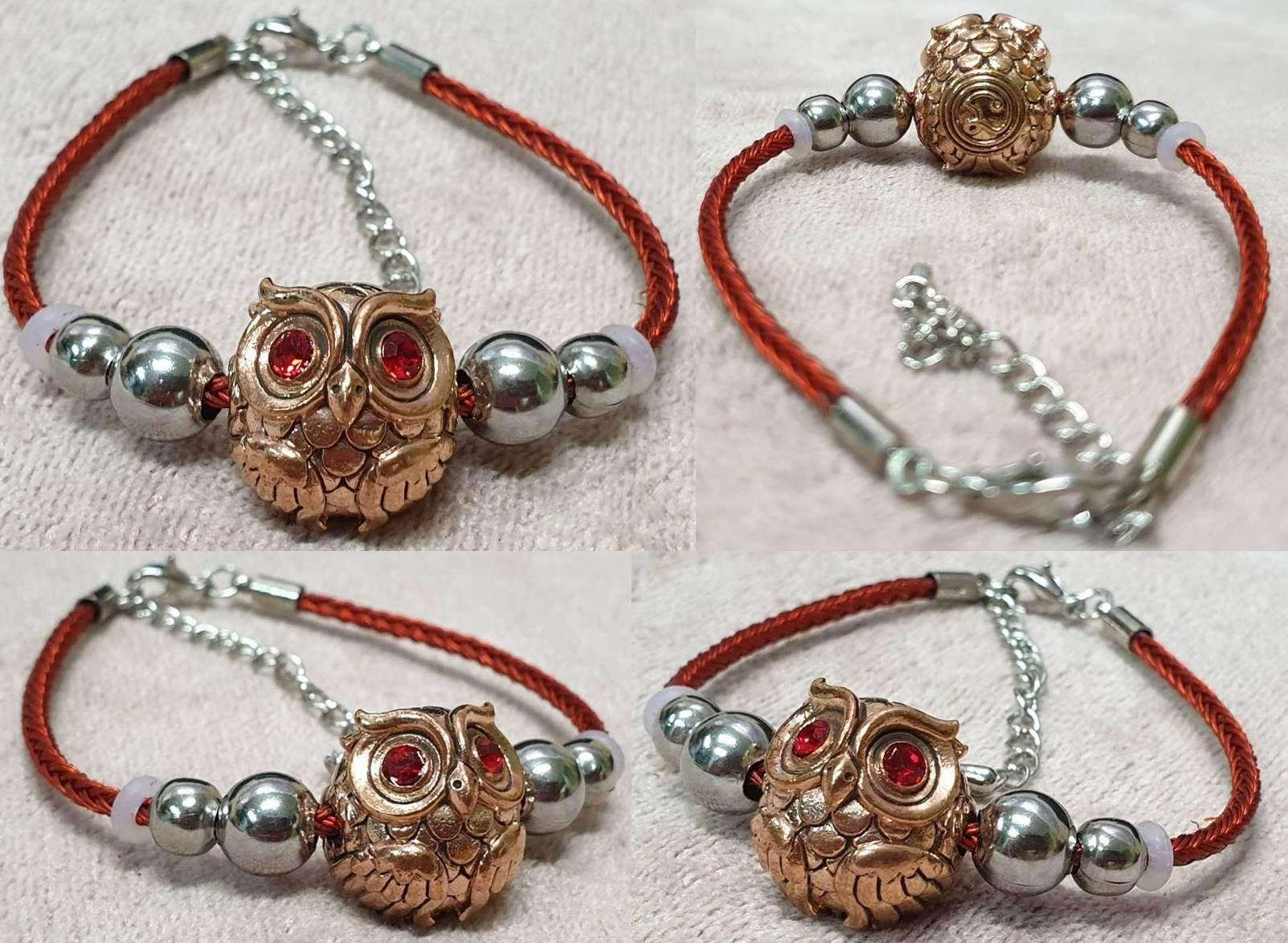 Phaya Thued Thue Bracelet - Ultra Lucky Fortune Owl by Kruba Tao from Wat Ban Lao, Chiang Mai Bronze