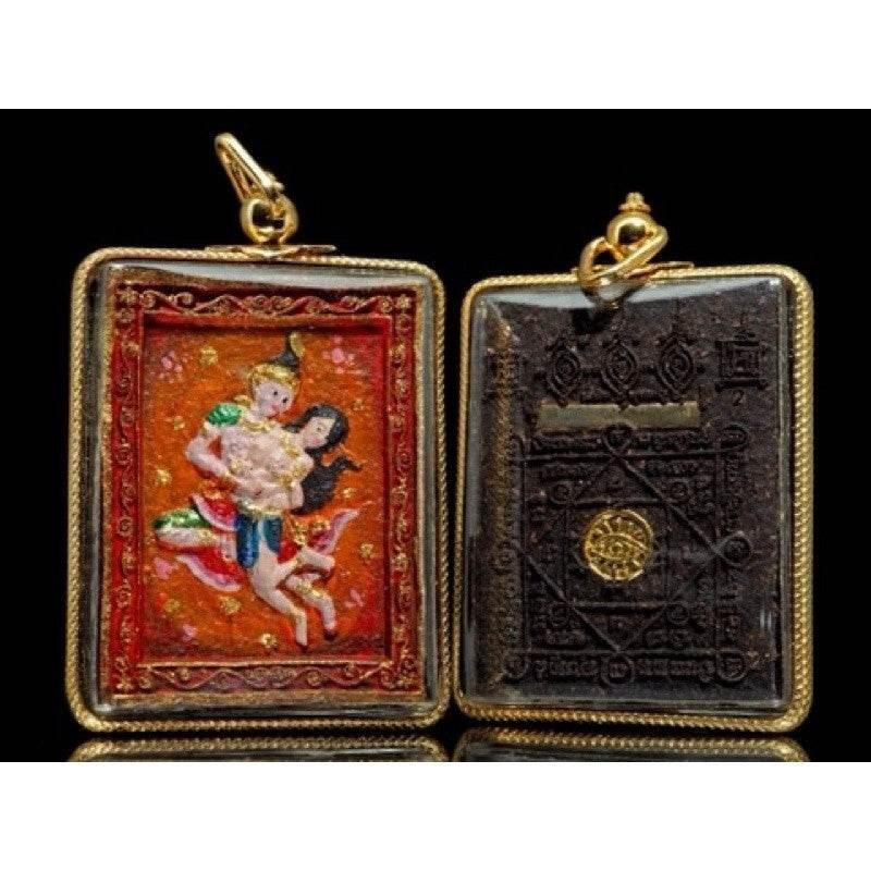 Phet Phaya Thon Charm for Wealth Attraction and Protection Energy Painted red with frame