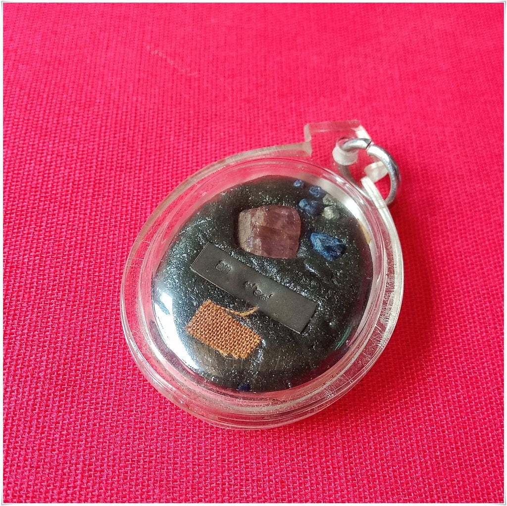 Phra Ajarn Tee Lek Thai Locket with Gems and Holy Relics for Spiritual Protection