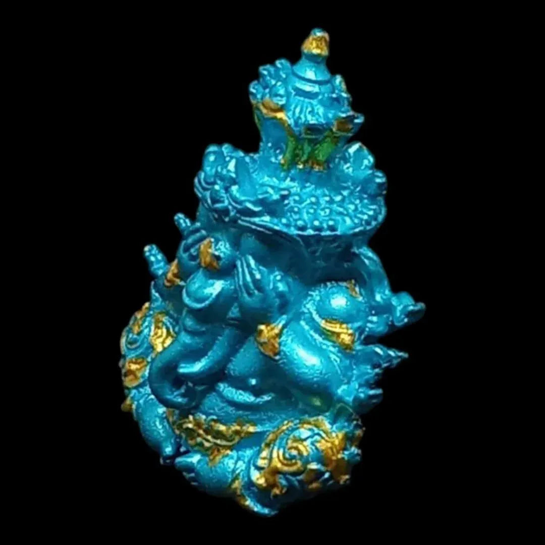 Phra Ganesha Amulet - Pidta Tevarachachok Blue Edition for Divine Fortune & Protection, Blessed by Luang Pu Bunma, Original Box, Wat Khao Kaew Thong 2021