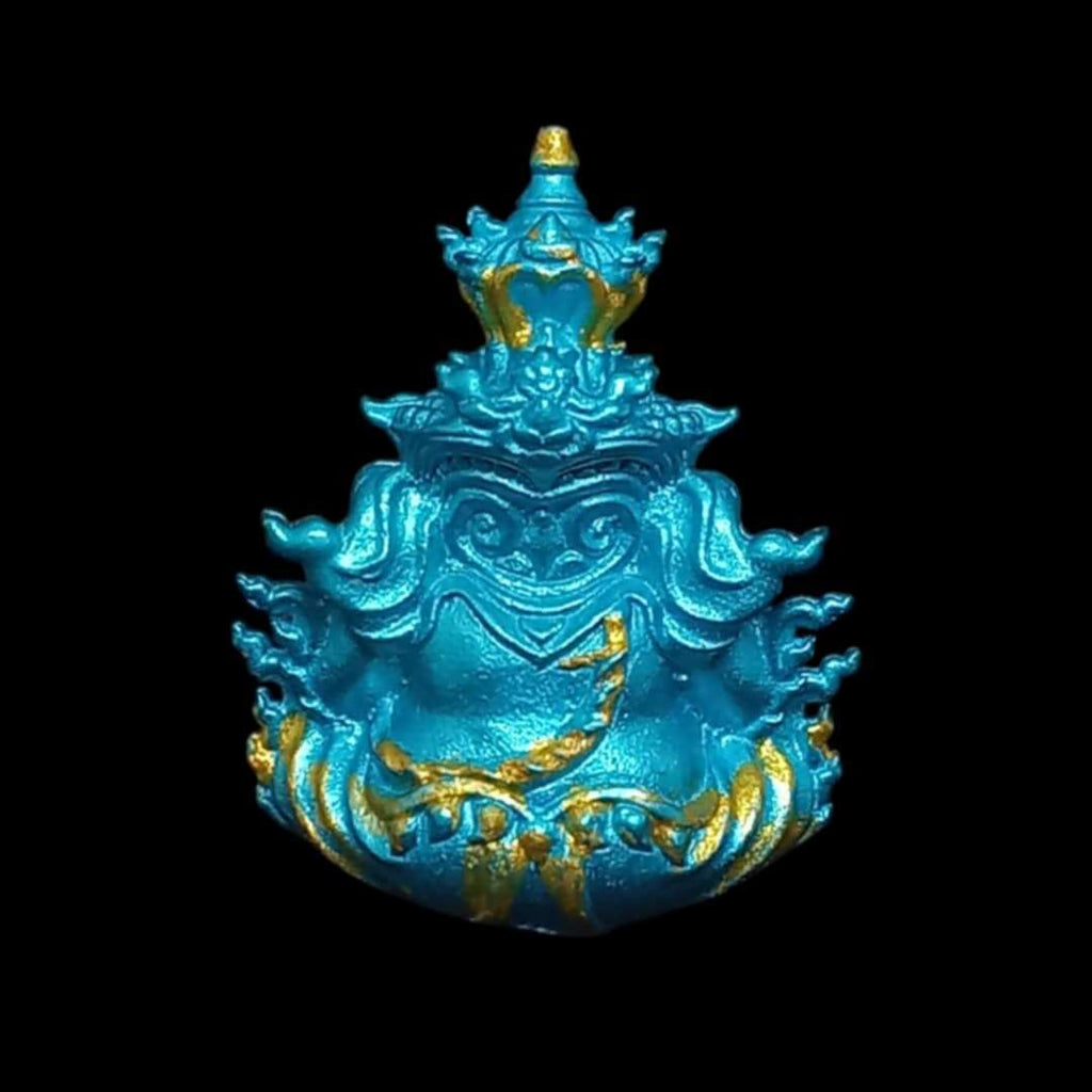 Phra Ganesha Pidta "Tevarachachok" – Divine Spiritual Fortune & Protection Amulet, "Heavenly Blessing Blue" Edition, Blessed by Luang Pu Bunma, Wat Khao Kaew Thong, Prachinburi, 2021, Original Box