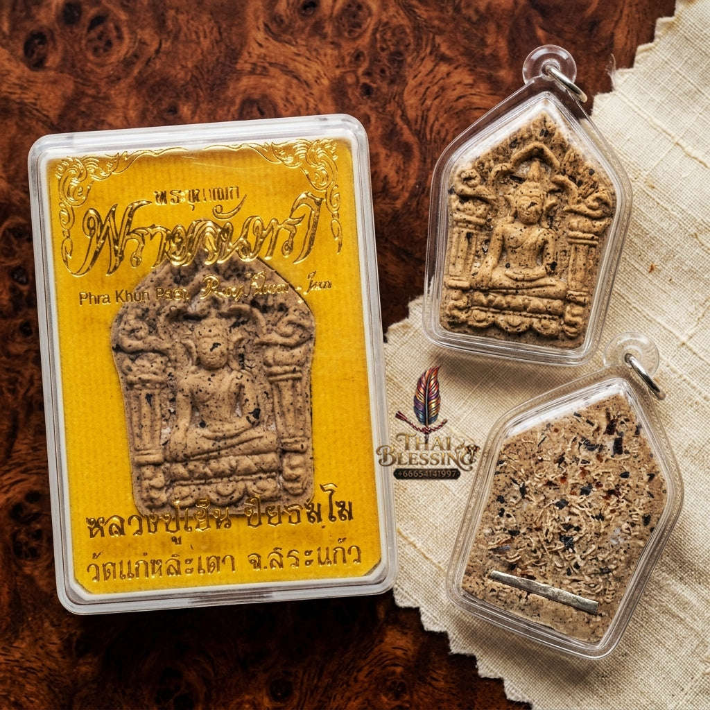 Phra Khun Phaen Thai Amulet Protection talisman good luck charm spiritual jewelry Sacred Phra Khun Phaen Phrai Chanthra Lunar Charm Thai Blessing Co By RURUECHA