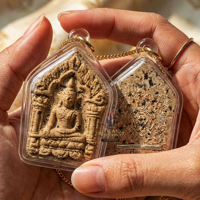 Phra Khun Phaen Thai Amulet Protection talisman good luck charm spiritual jewelry Sacred Phra Khun Phaen Phrai Chanthra Lunar Charm Thai Blessing Co By RURUECHA