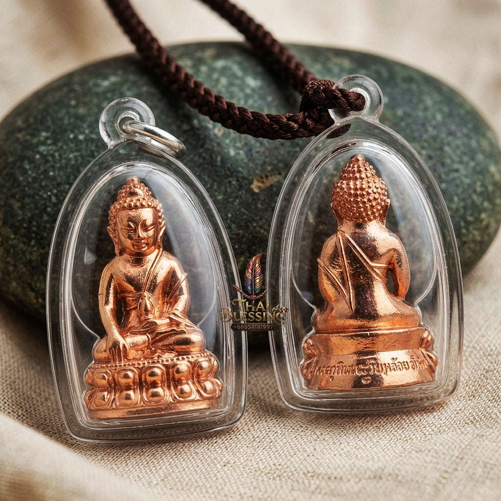 Phra Kring Anomo Thai Amulet Protection talisman good luck charm spiritual jewelry Sacred Ringing Buddha Medicine Buddha & 7-Metals Sacred Alloy Thai Blessing Co By RURUECHA
