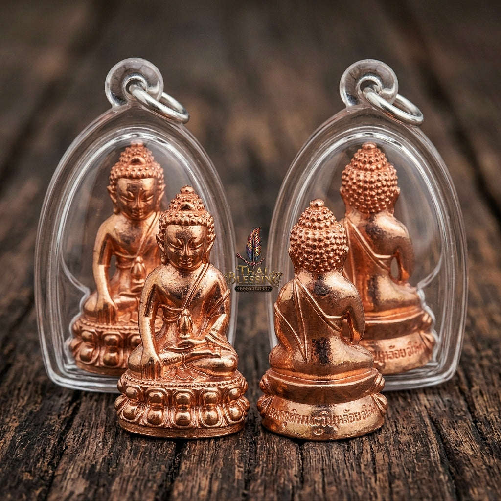 Phra Kring Anomo Thai Amulet Protection talisman good luck charm spiritual jewelry Sacred Ringing Buddha Medicine Buddha & 7-Metals Sacred Alloy Thai Blessing Co By RURUECHA