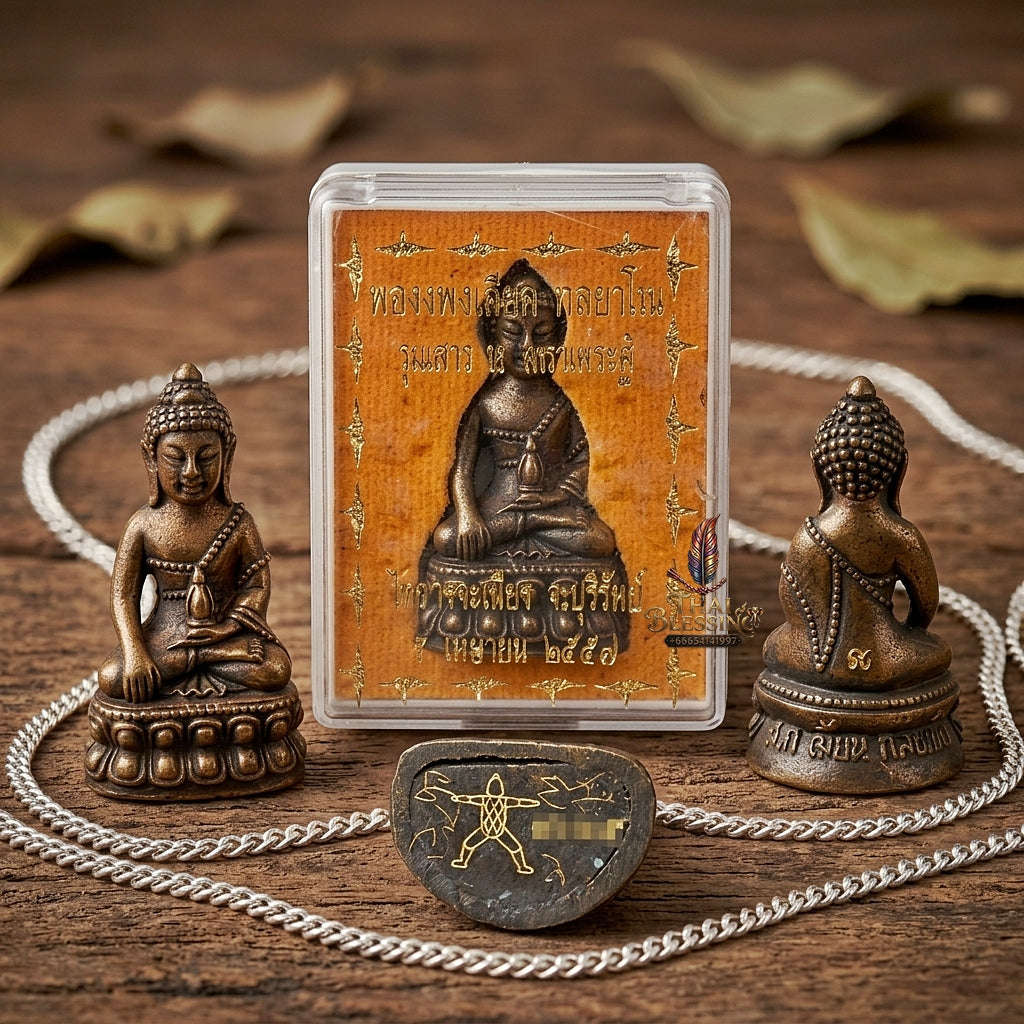 Phra Kring Chin Banchon Thai Amulet Protection talisman good luck charm spiritual jewelry Sacred Ringing Buddha Medicine Buddha & Sacred Samrit Bronze Alloy