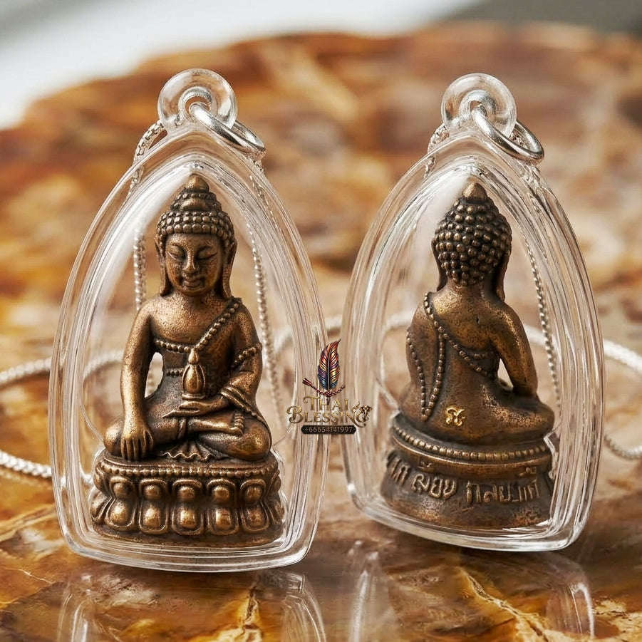 Phra Kring Chin Banchon Thai Amulet Protection talisman good luck charm spiritual jewelry Sacred Ringing Buddha Medicine Buddha & Sacred Samrit Bronze Alloy