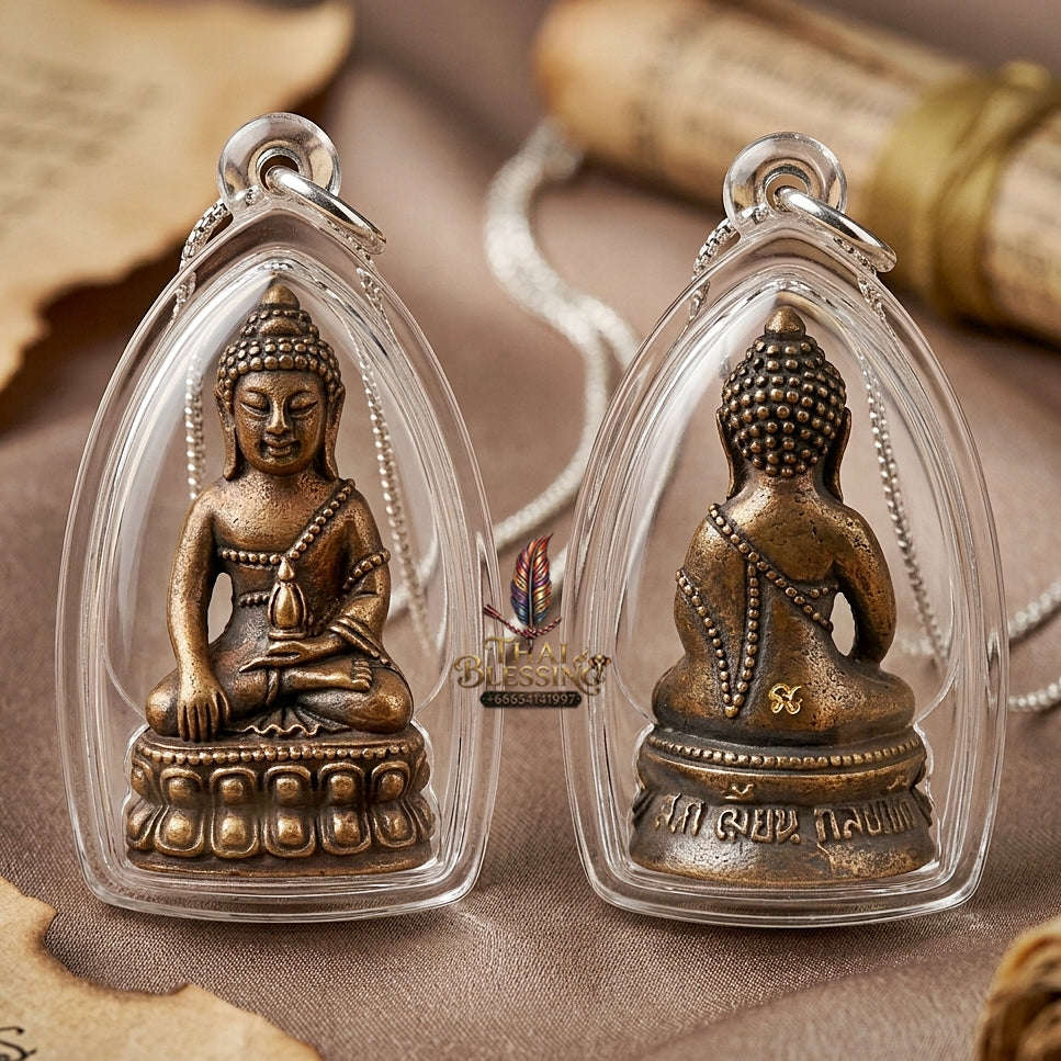 Phra Kring Chin Banchon Thai Amulet Protection talisman good luck charm spiritual jewelry Sacred Ringing Buddha Medicine Buddha & Sacred Samrit Bronze Alloy