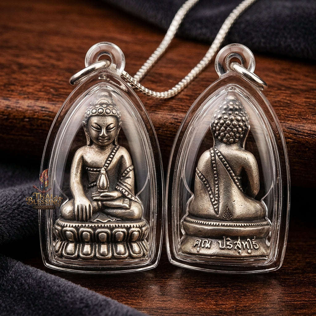 Phra Kring Chin Banchon Thai Amulet Protection talisman good luck charm spiritual jewelry Sacred Ringing Buddha Medicine Buddha & Satin-Plated Samrit Bronze