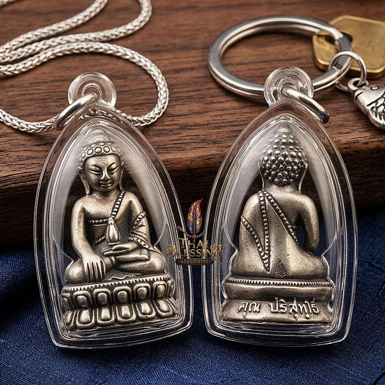 Phra Kring Chin Banchon Thai Amulet Protection talisman good luck charm spiritual jewelry Sacred Ringing Buddha Medicine Buddha & Satin-Plated Samrit Bronze