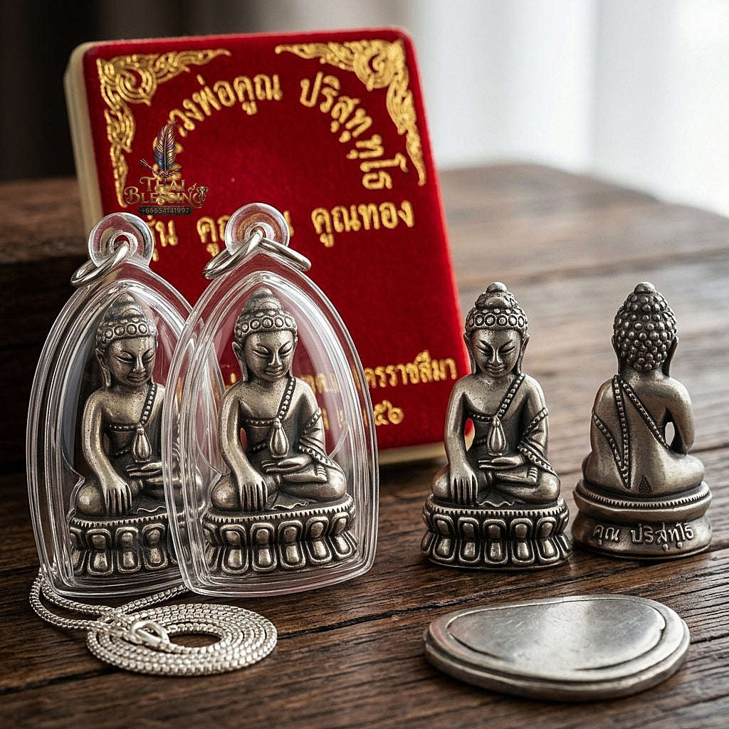 Phra Kring Chin Banchon Thai Amulet Protection talisman good luck charm spiritual jewelry Sacred Ringing Buddha Medicine Buddha & Satin-Plated Samrit Bronze