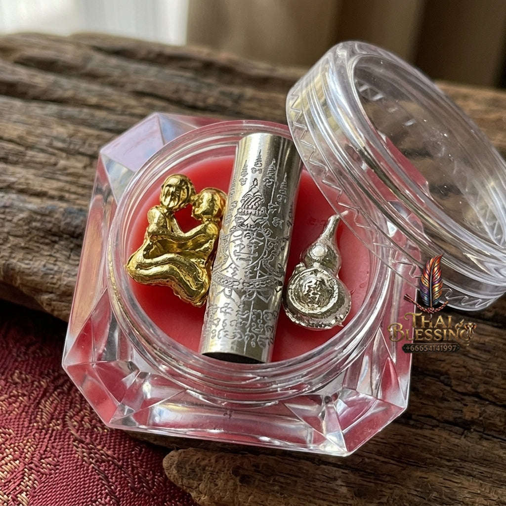 ✨ Phra Lak Na Thong Lip Wax : Ultimate Golden Face Metta & Spellbinding Attraction Balm (2566 / 2023 Edition) - Luang Por Poon / Wat Pa Ban Sang Thai Blessing Co By RURUECHA