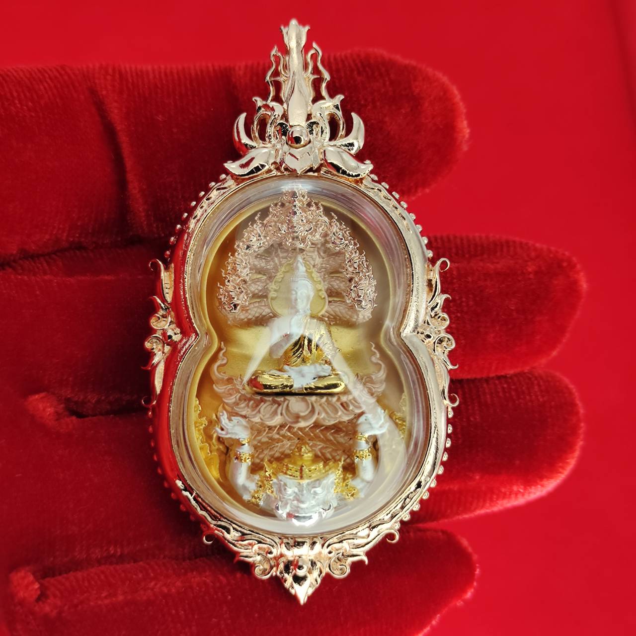 Phra Naga Prok amulet for protection crafted by Thai Blessing Co with intricate details and shimmering finish