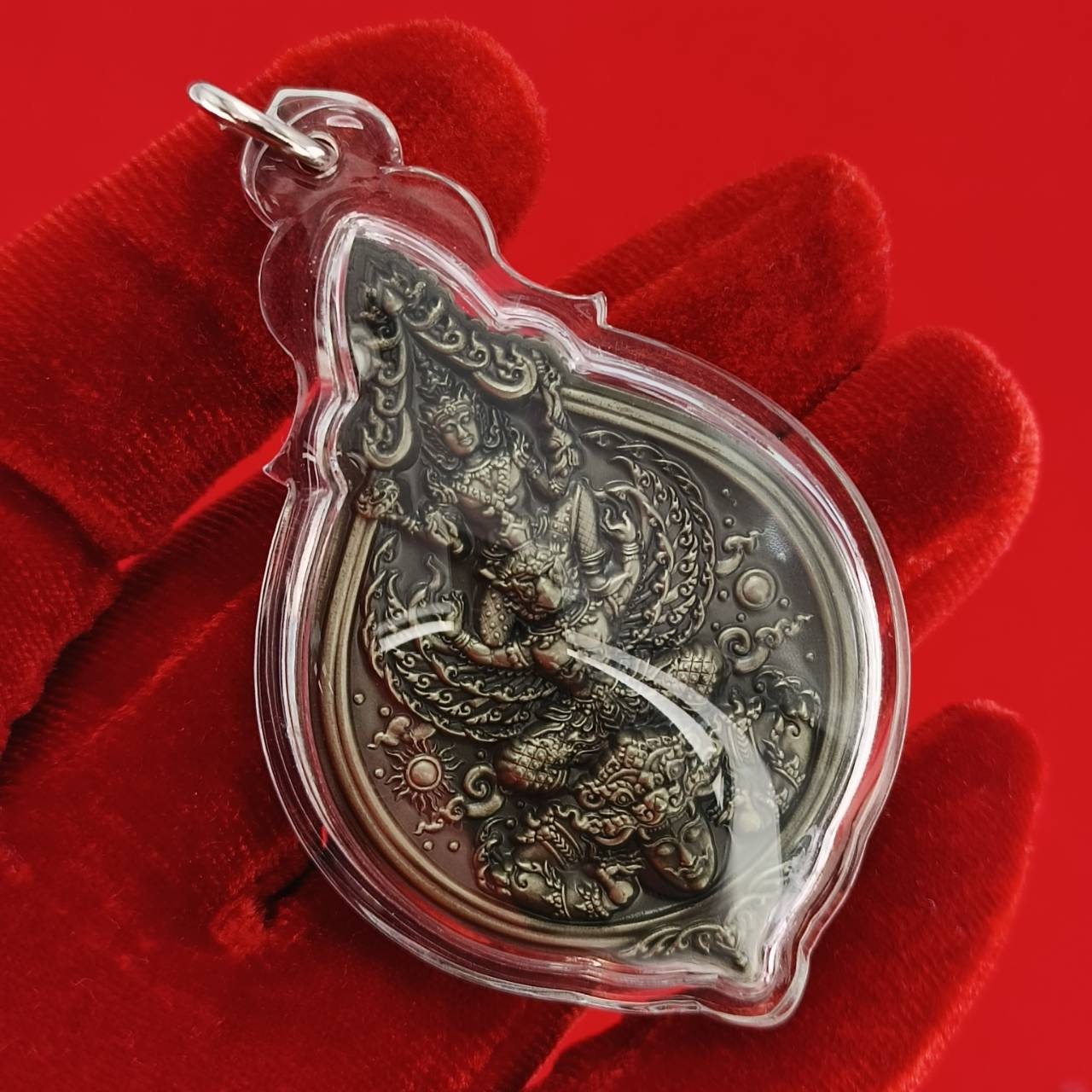 Phra Narai Amulet - Narai Riding Garuda Embracing Rahu for Wealth Protection
