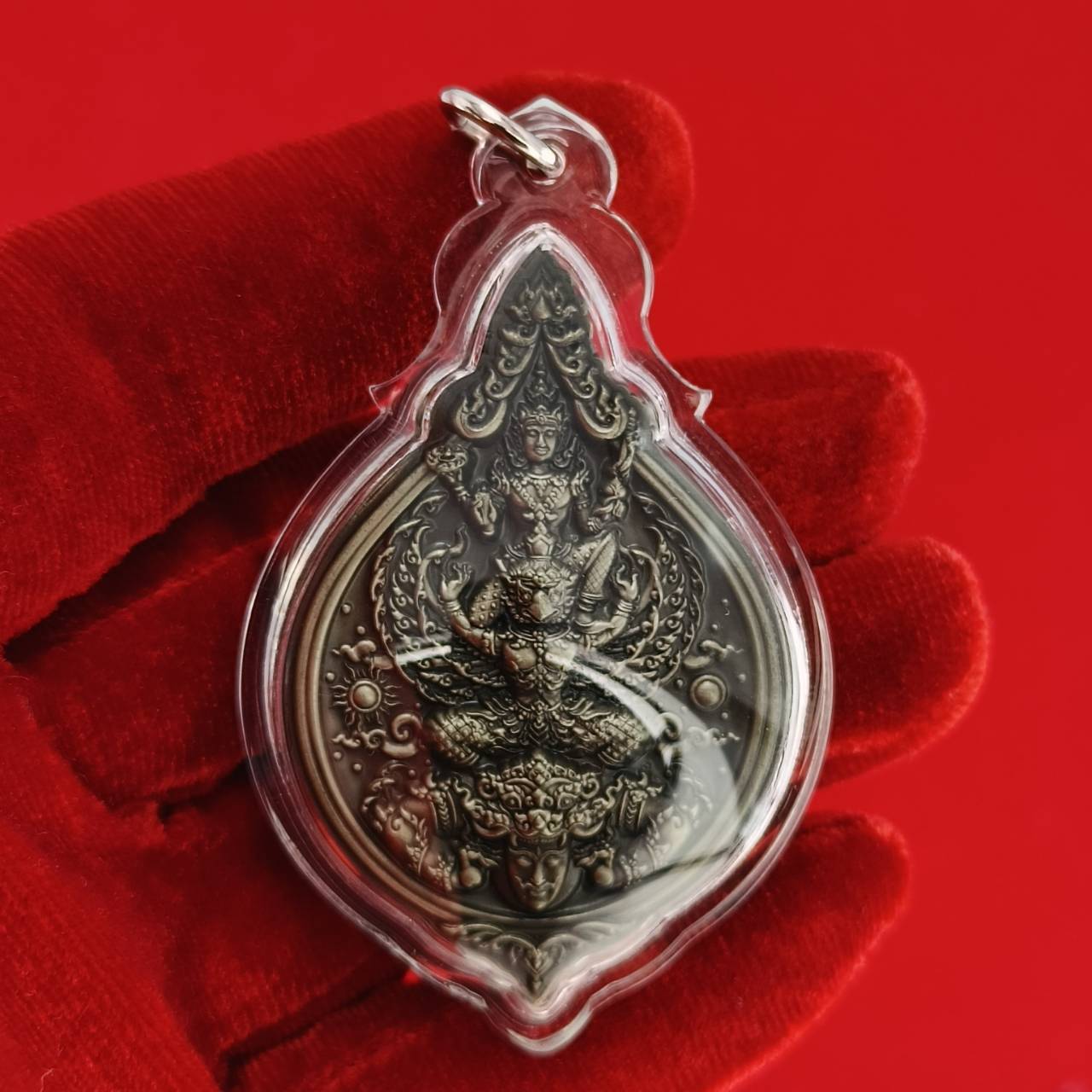 Phra Narai Amulet - Narai Riding Garuda Embracing Rahu for Wealth Protection