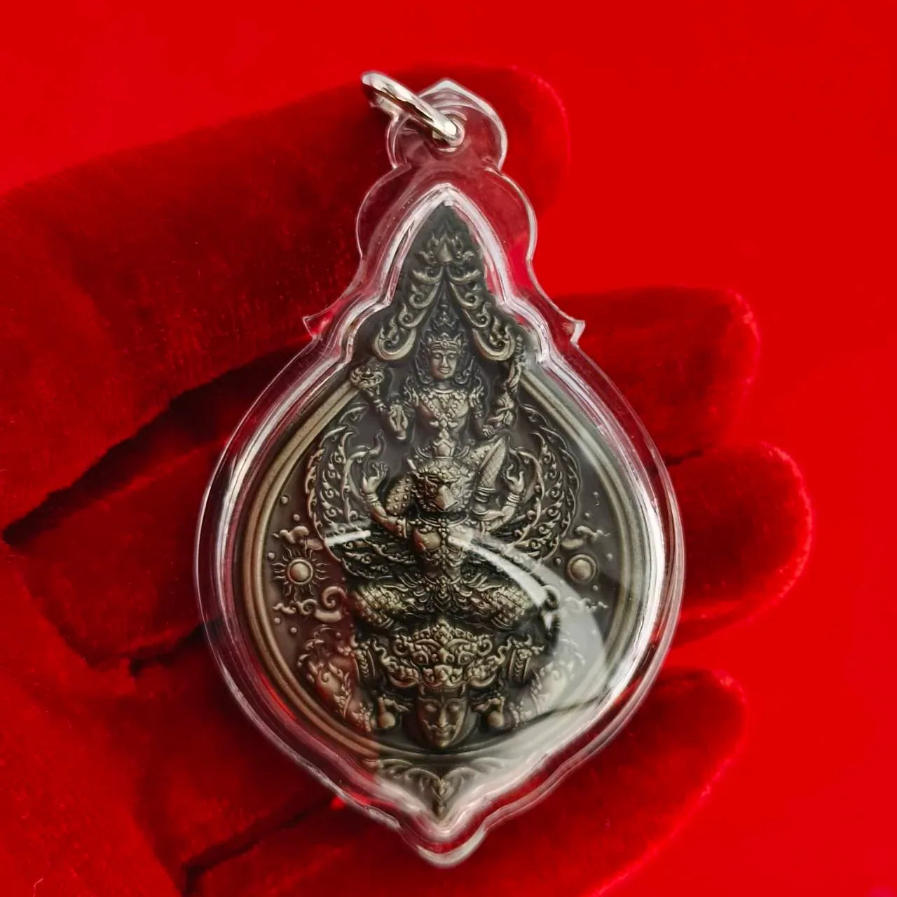 Phra Narai Amulet - Narai Riding Garuda Embracing Rahu for Wealth Protection