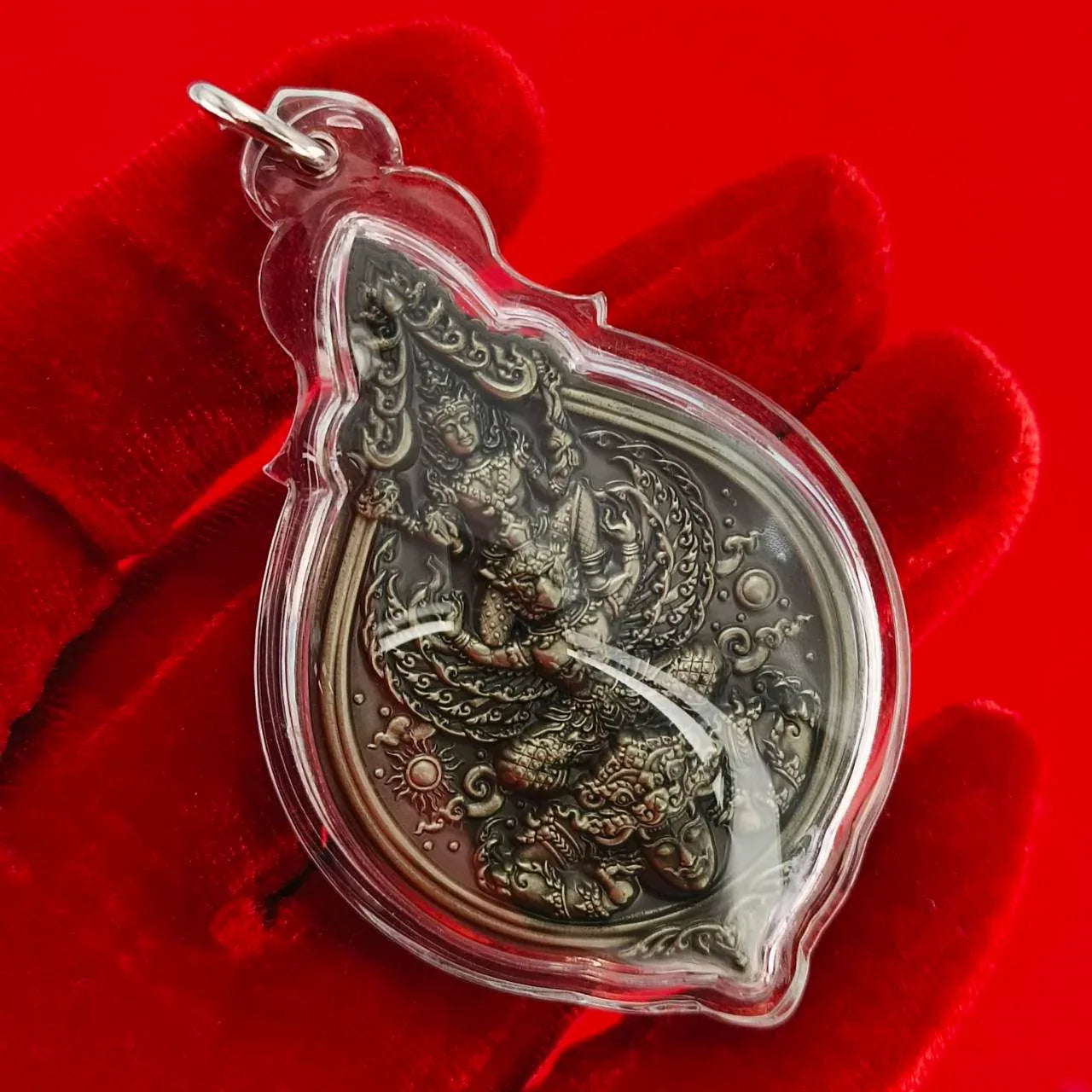 Phra Narai Amulet - Narai Riding Garuda Embracing Rahu for Wealth Protection