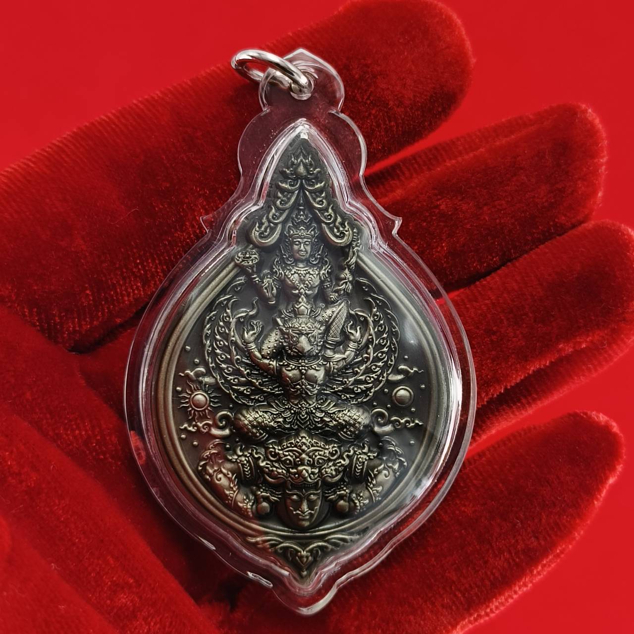 Phra Narai Amulet - Narai Riding Garuda Embracing Rahu for Wealth Protection