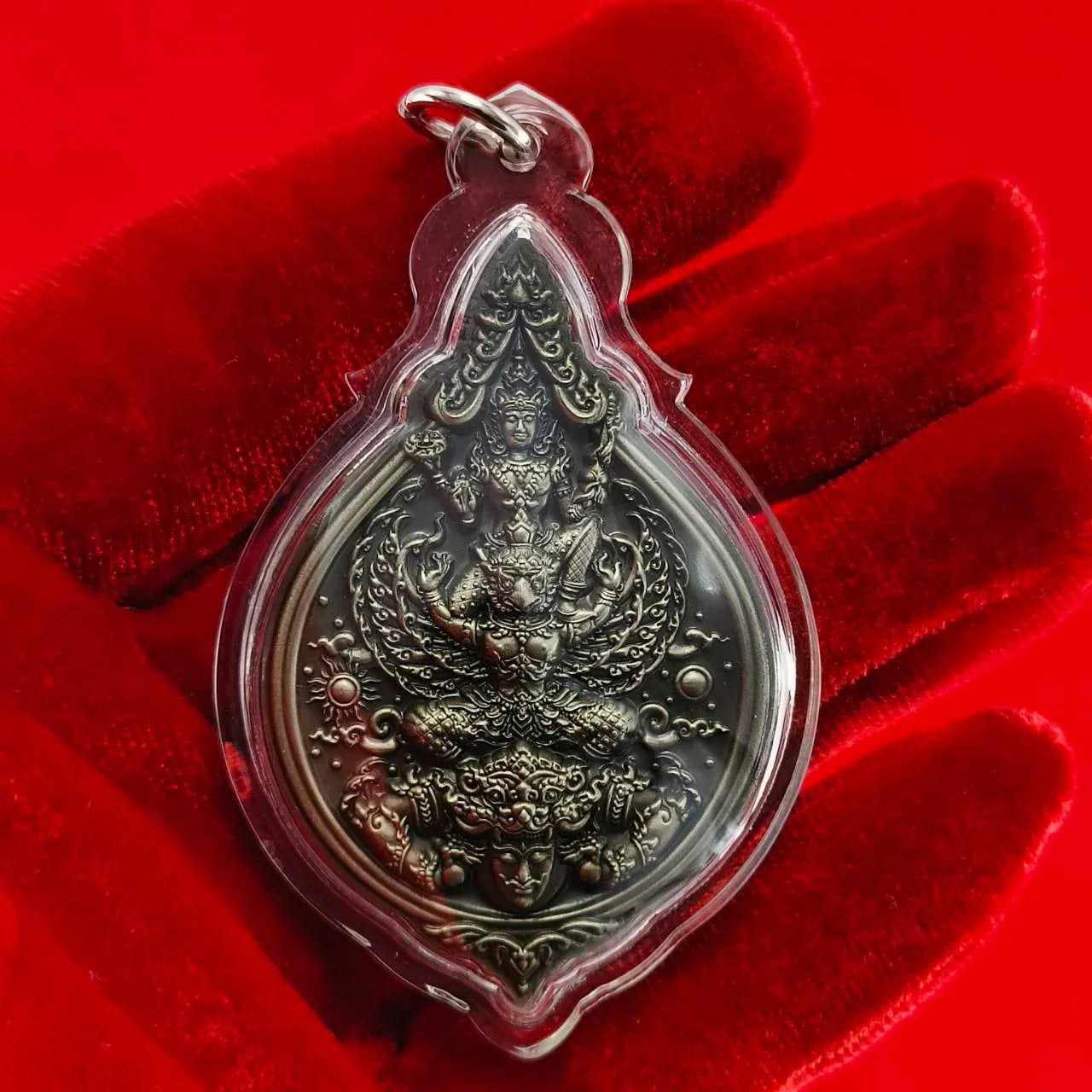 Phra Narai Amulet - Narai Riding Garuda Embracing Rahu for Wealth Protection