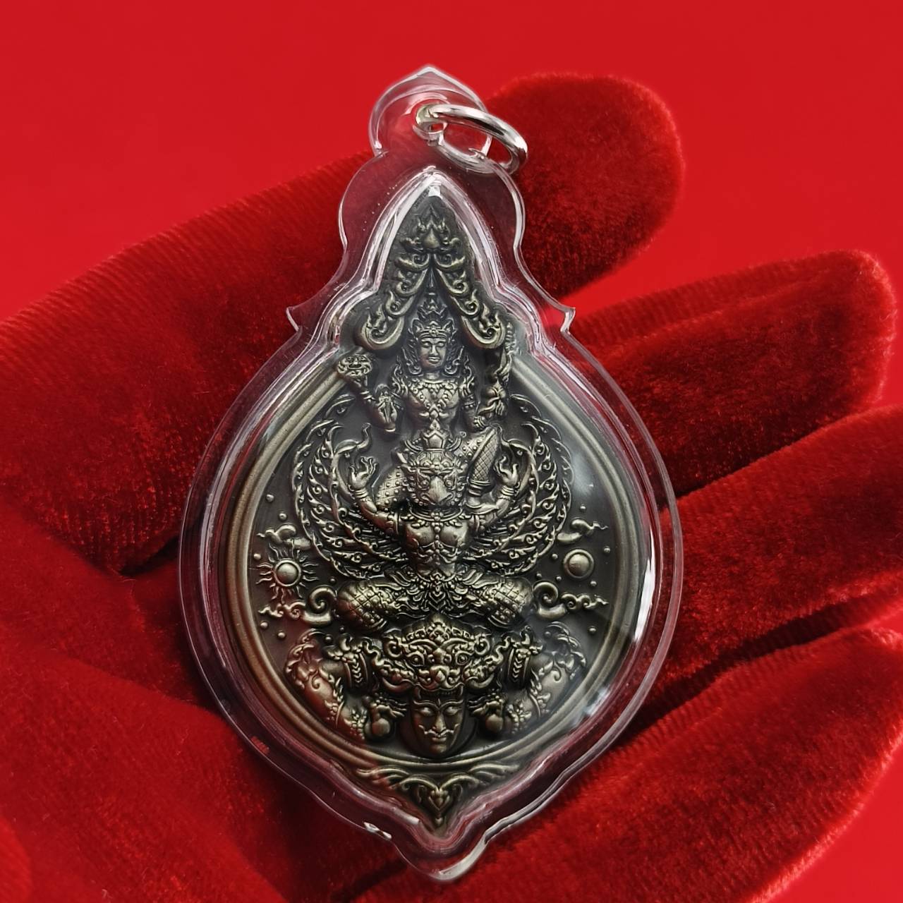 Phra Narai Amulet - Narai Riding Garuda Embracing Rahu for Wealth Protection