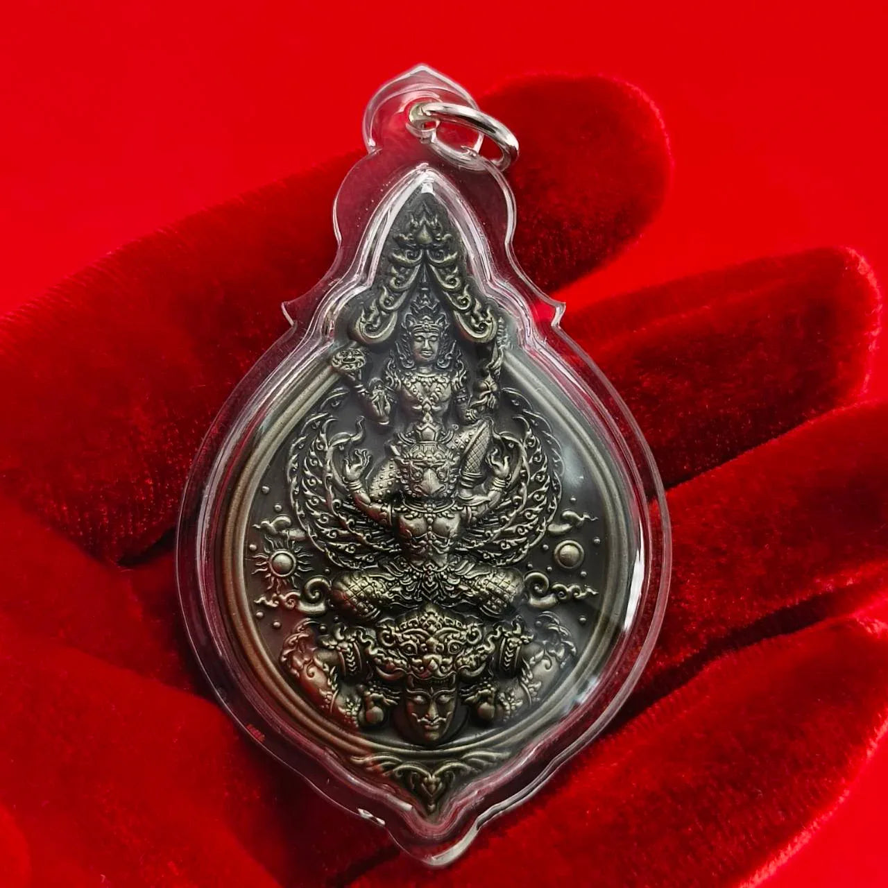 Phra Narai Amulet - Narai Riding Garuda Embracing Rahu for Wealth Protection