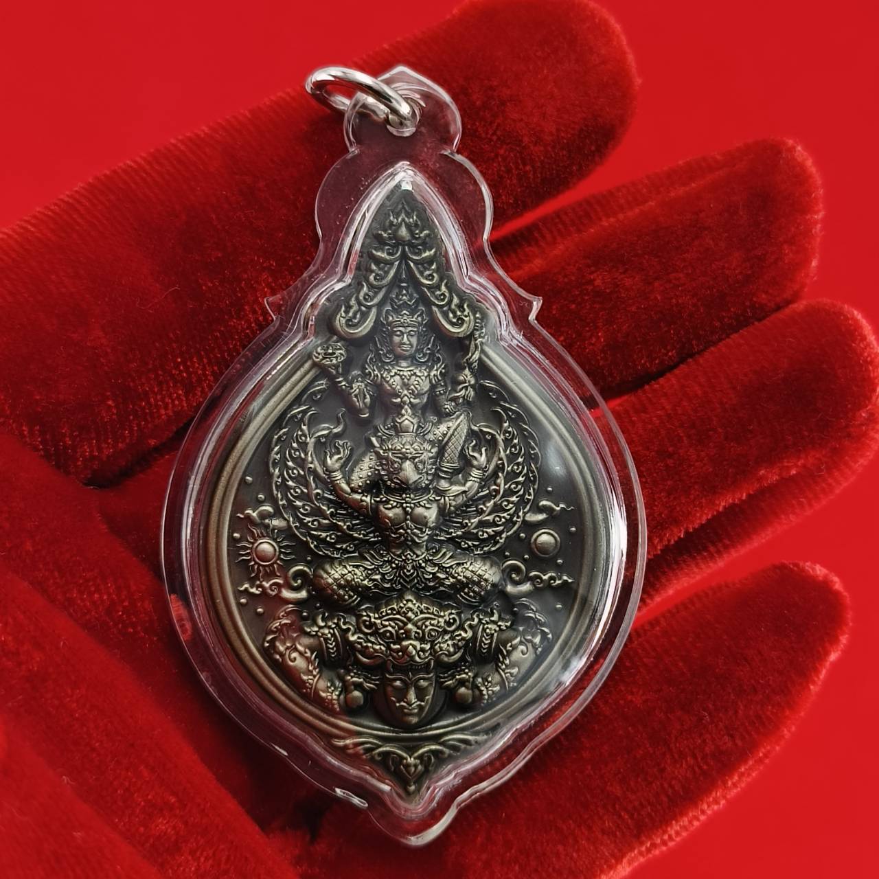 Phra Narai Amulet - Narai Riding Garuda Embracing Rahu for Wealth Protection