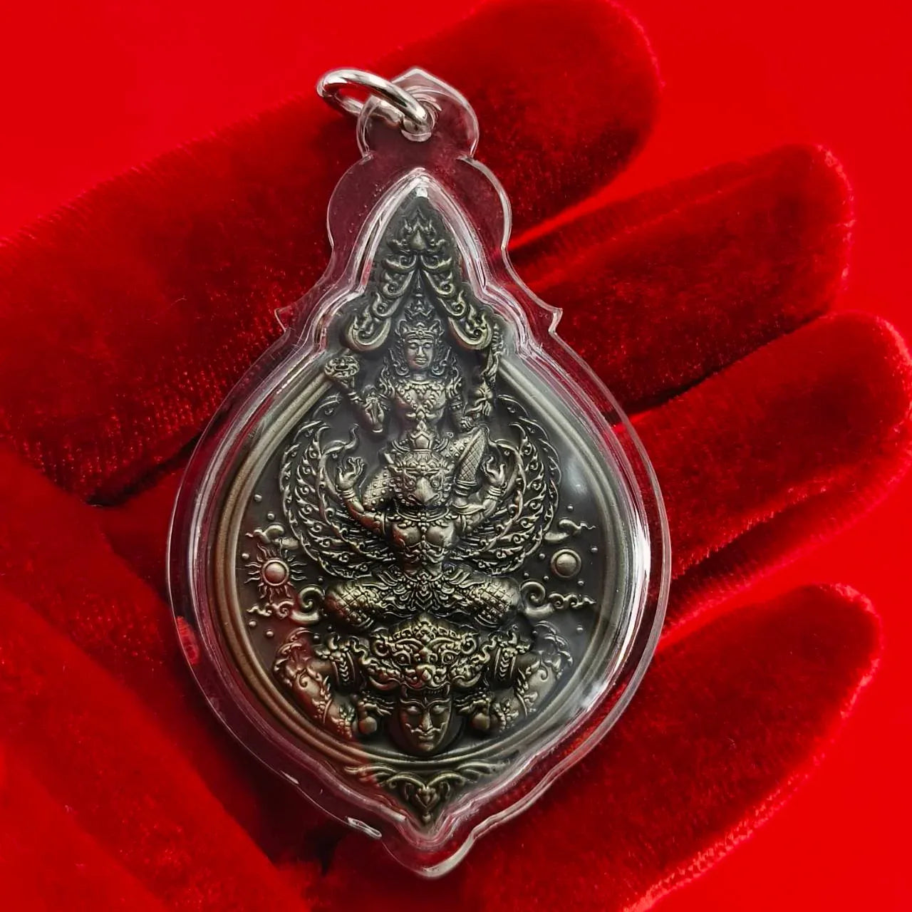 Phra Narai Amulet - Narai Riding Garuda Embracing Rahu for Wealth Protection