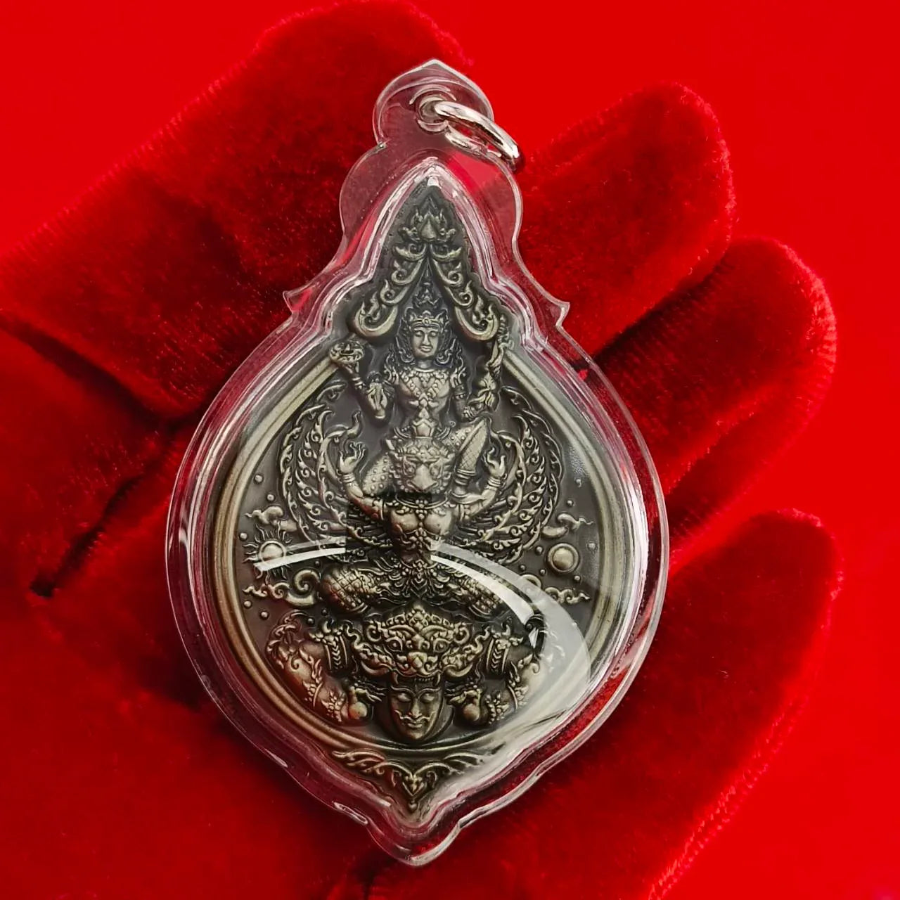 Phra Narai Amulet - Narai Riding Garuda Embracing Rahu for Wealth Protection