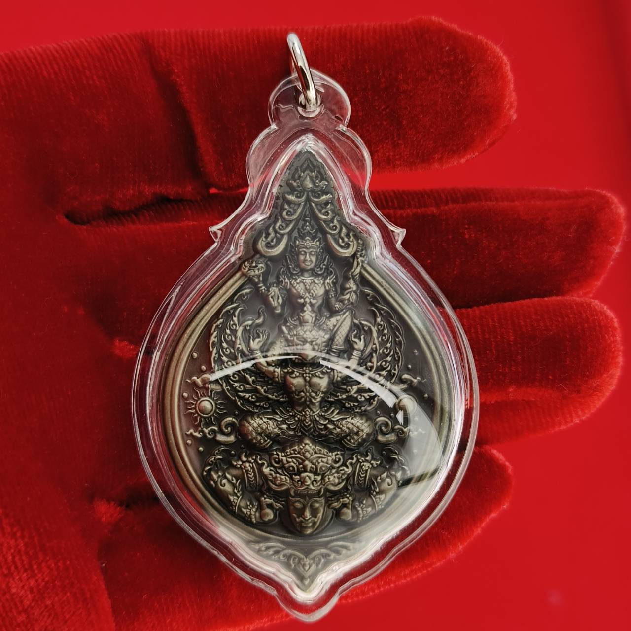 Phra Narai Amulet - Narai Riding Garuda Embracing Rahu for Wealth Protection