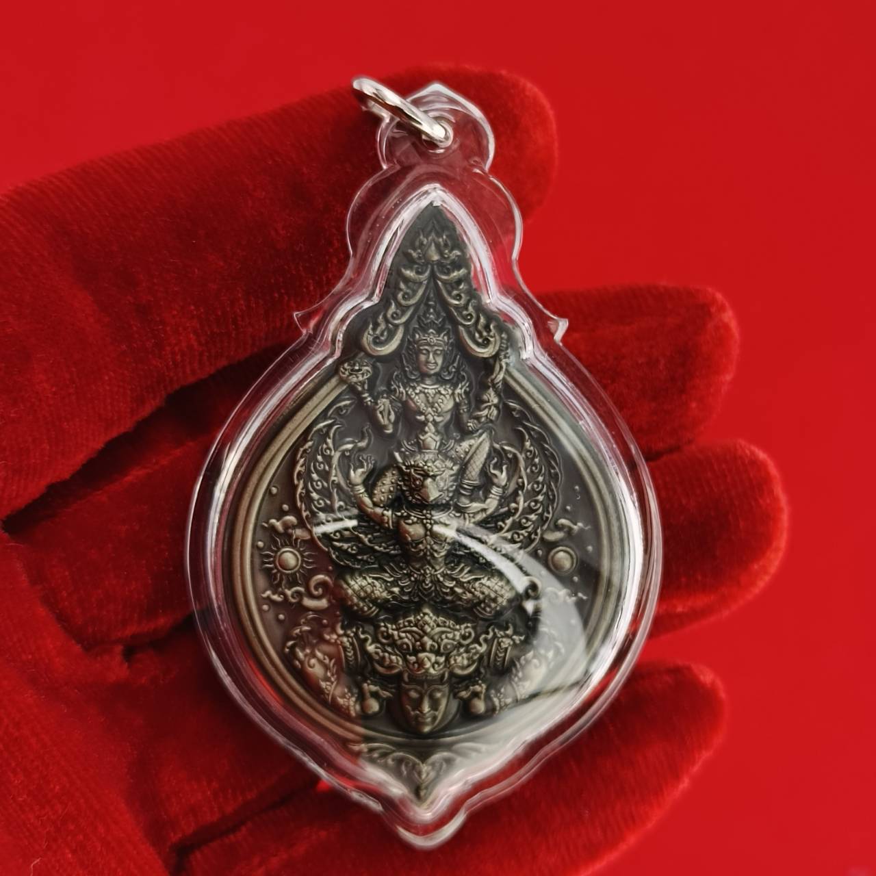 Phra Narai Amulet - Narai Riding Garuda Embracing Rahu for Wealth Protection