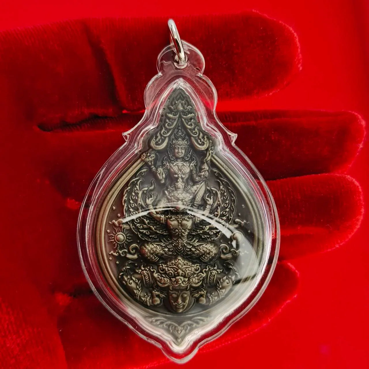 Phra Narai Amulet - Narai Riding Garuda Embracing Rahu for Wealth Protection