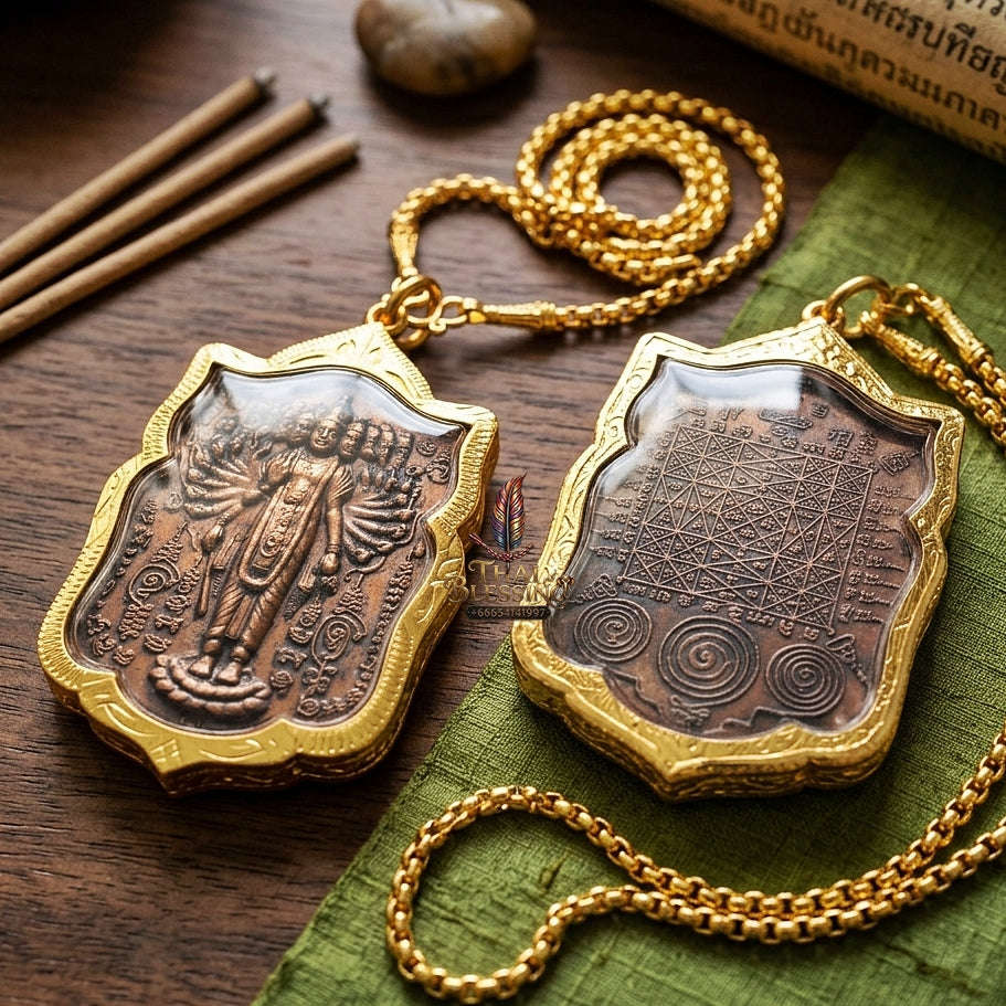 Phra Narai Op Lok Pendant Thai Amulet Protection talisman good luck charm spiritual jewelry Sacred Vishnu World Opener Sovereign Authority & Divine Luck Elevation Thai Blessing Co By RURUECHA